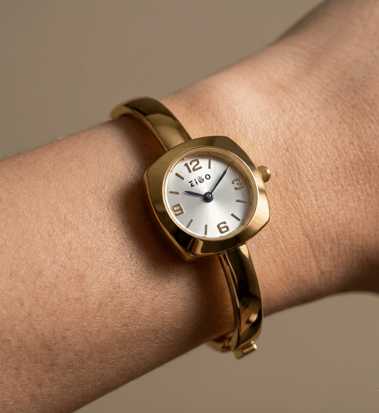 Anti Tarnish Wrist Watch Classic Golden Dial 18K Gold Plated