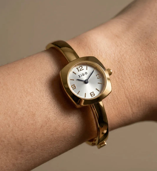 Anti Tarnish Wrist Watch Classic Golden Dial 18K Gold Plated