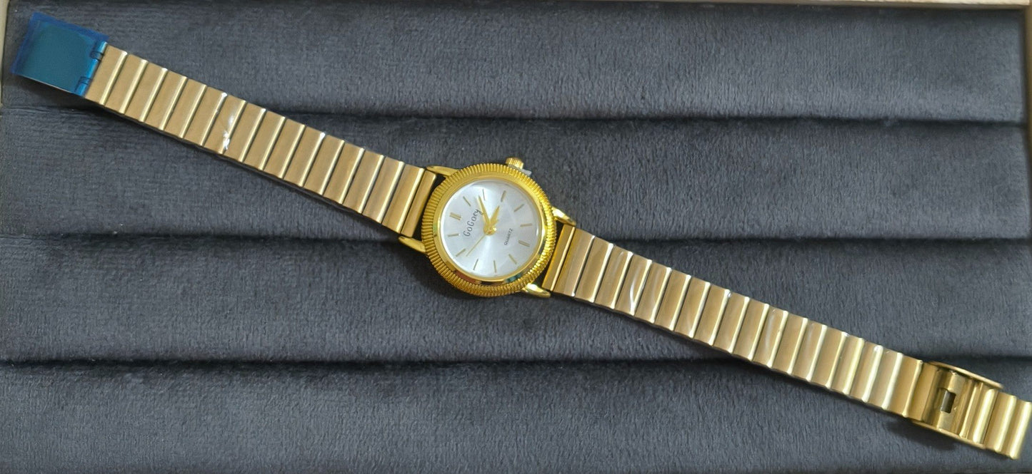 Anti Tarnish Wrist Watch Shiny Golden Dial 18K Gold Plated