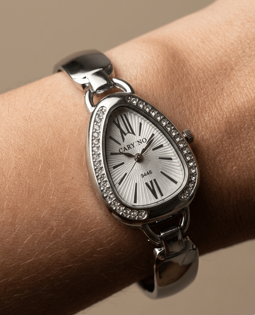 Anti Tarnish Wrist Watch Silver White Dial 18K Gold Plated