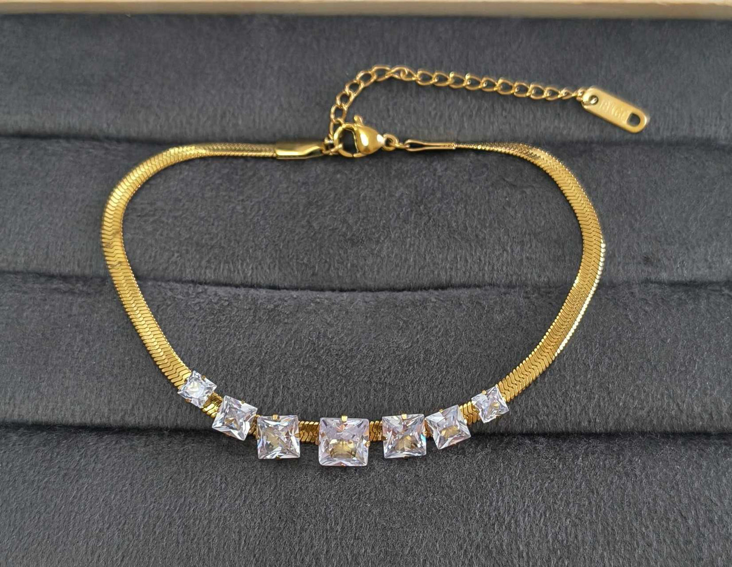 Anti Tarnish Zirconia Snake Chain Bracelet 18K Gold Plated