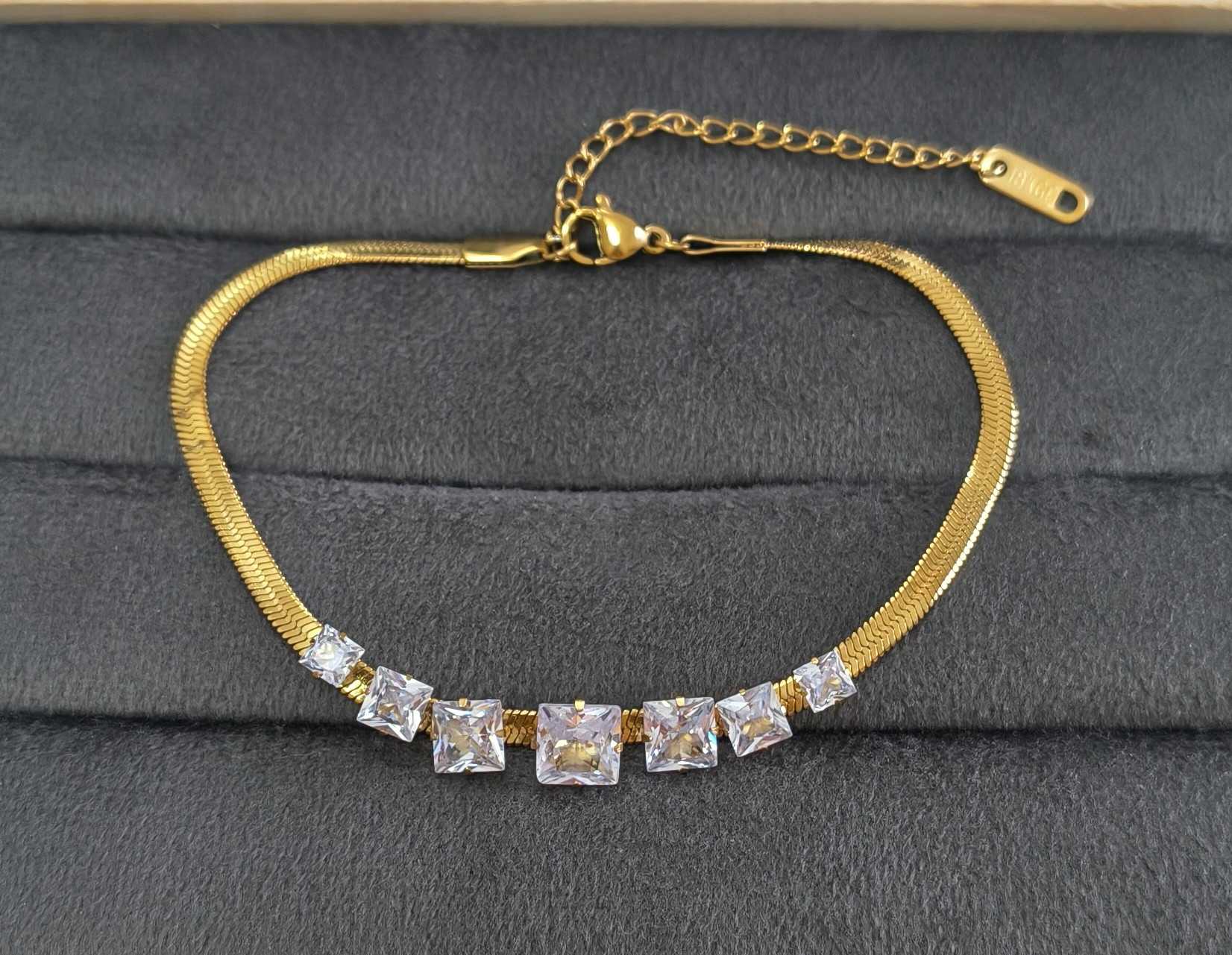 Anti Tarnish Zirconia Snake Chain Bracelet 18K Gold Plated