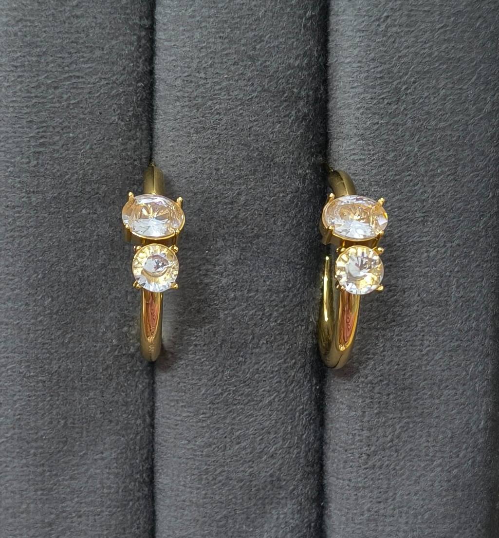 Anti tarnish Bold Dazzling Half Hoop Stud 18K Gold Plated