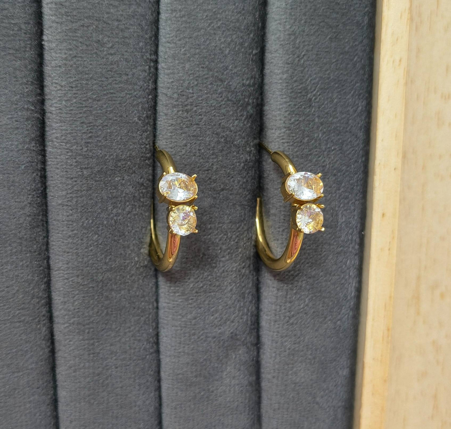 Anti tarnish Bold Dazzling Half Hoop Stud 18K Gold Plated