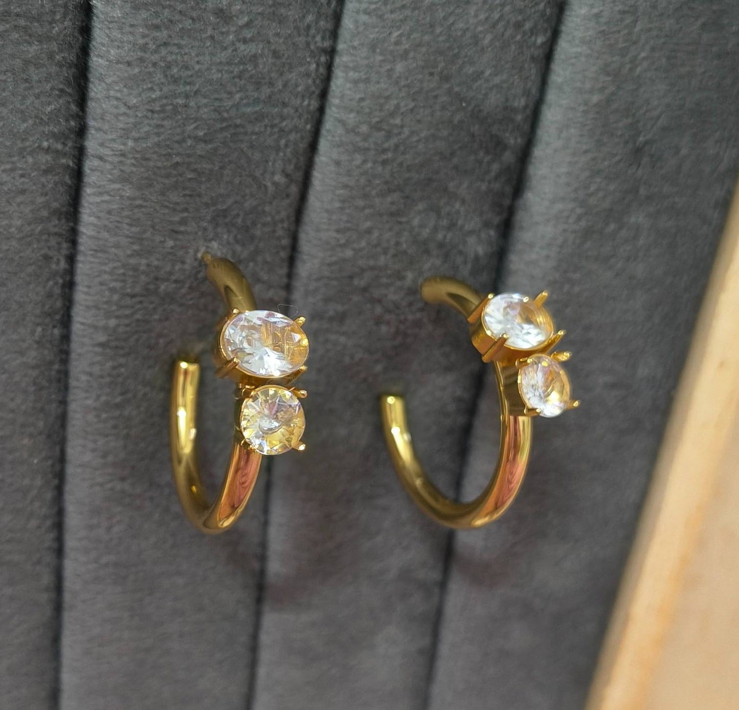 Anti tarnish Bold Dazzling Half Hoop Stud 18K Gold Plated