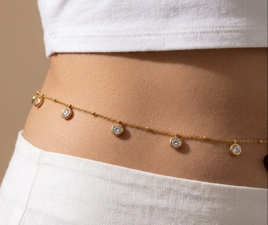 Anti tarnish Dainty Charms Waist Chain 18K Gold Plated