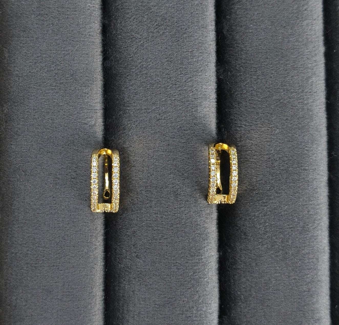 Antitanish Double Line Stone Studded Ear Cuffs 18K Gold Plated 