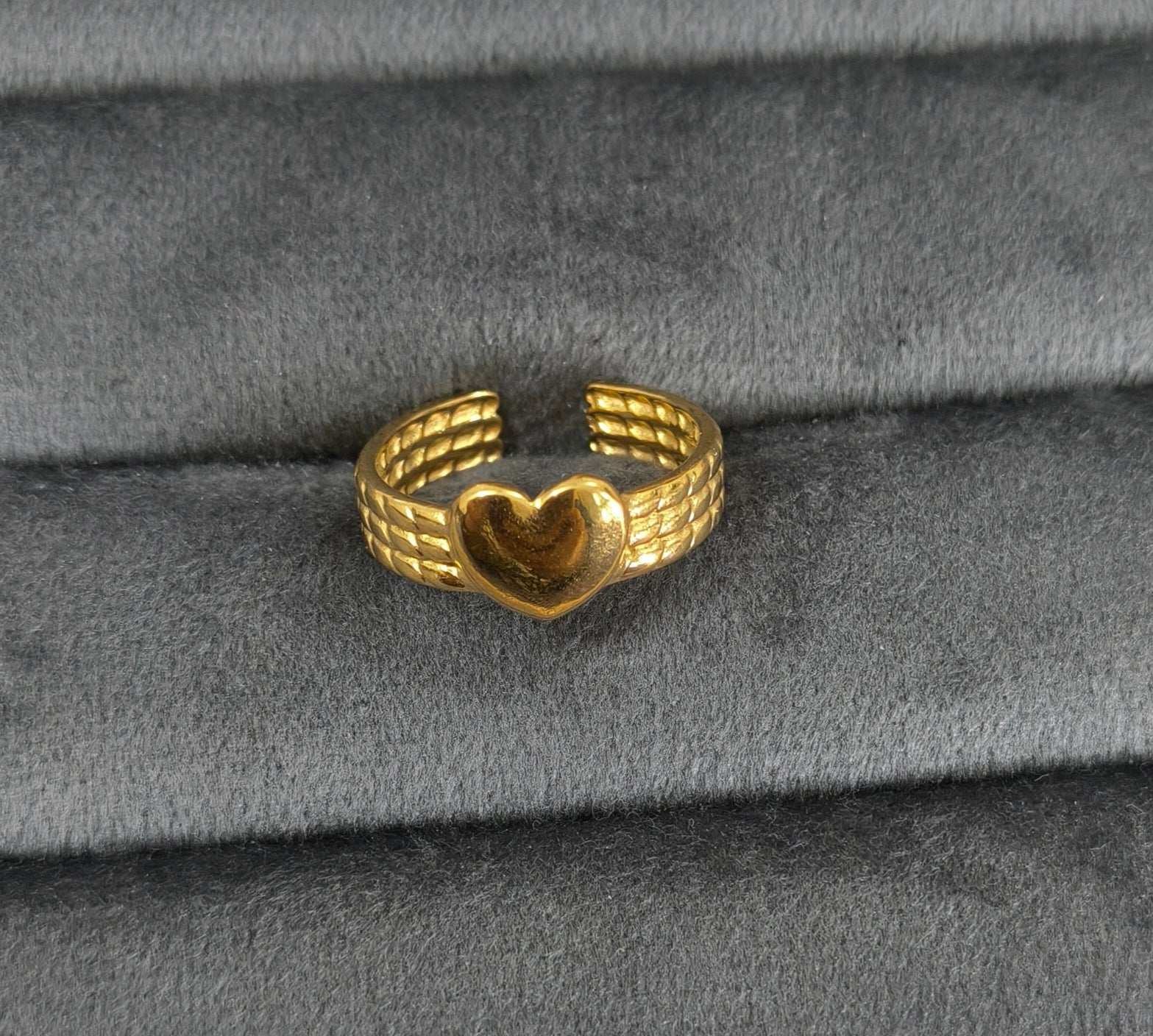 Antitarnish Adjustable Golden Heart Ring 18K Gold Plated