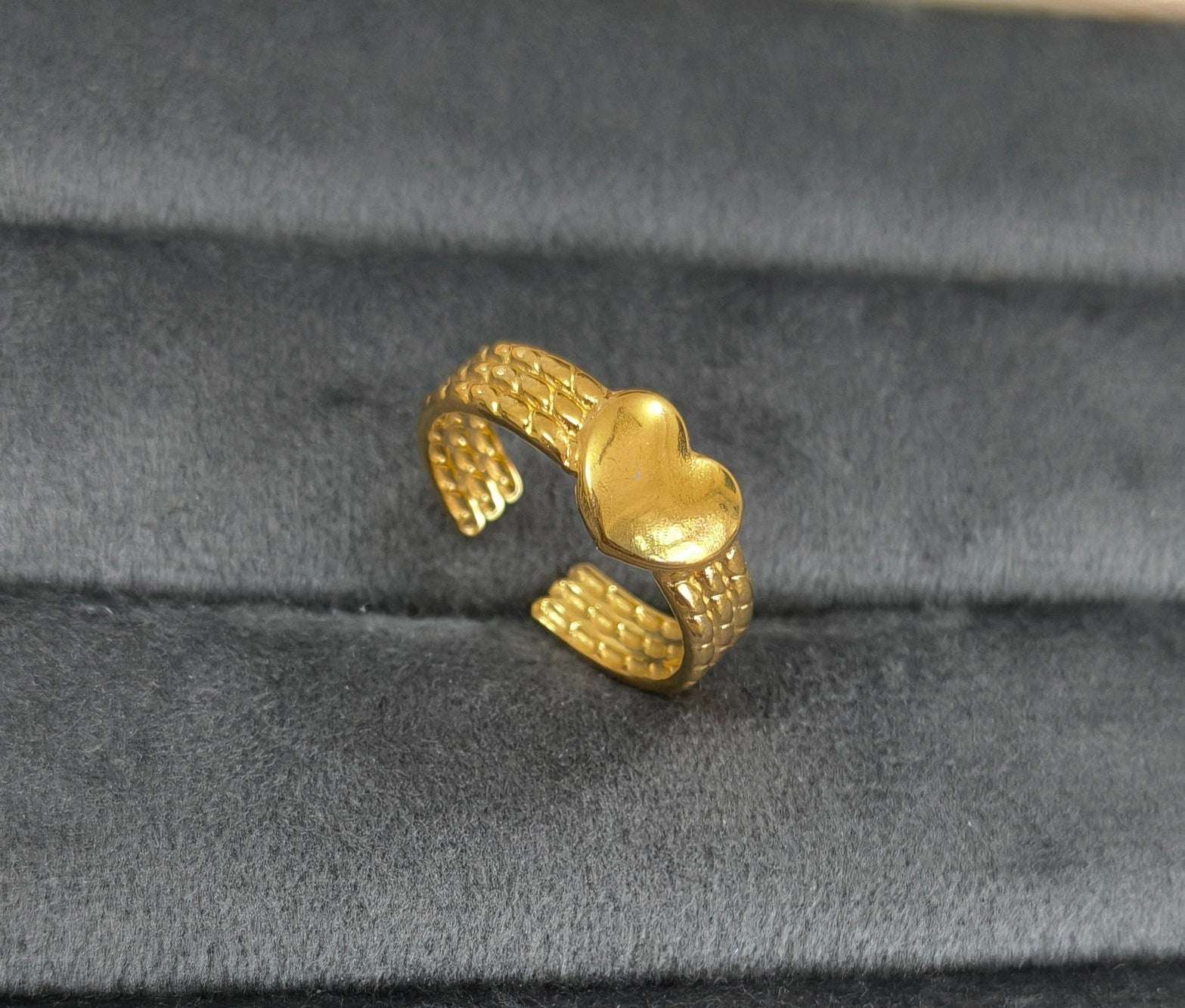 Antitarnish Adjustable Golden Heart Ring 18K Gold Plated