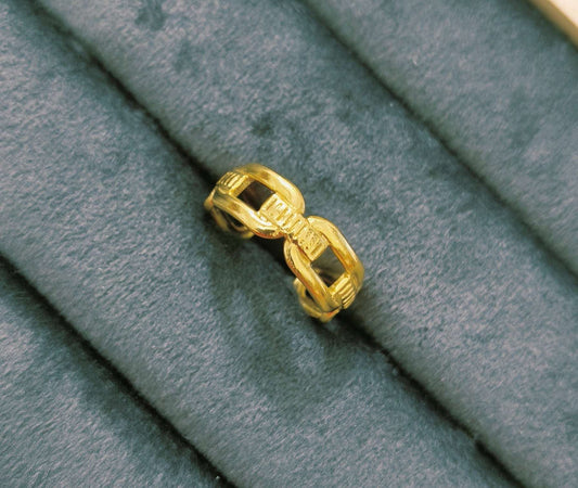 Antitarnish Adjustable Link Style Ring 18K Gold Plated 