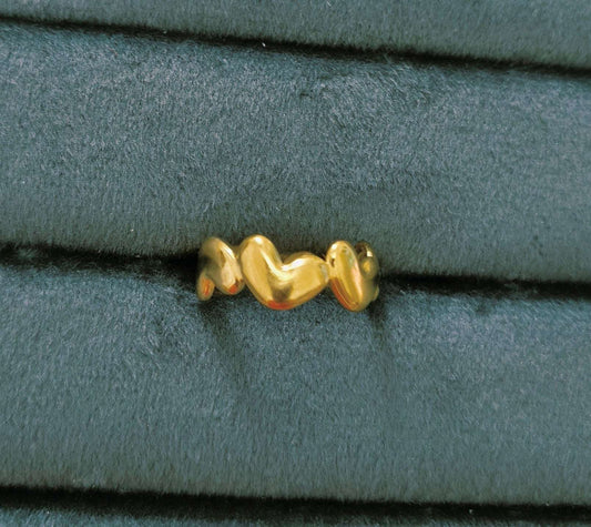Antitarnish Adjustable Mini Hearts Ring 18K Gold Plated