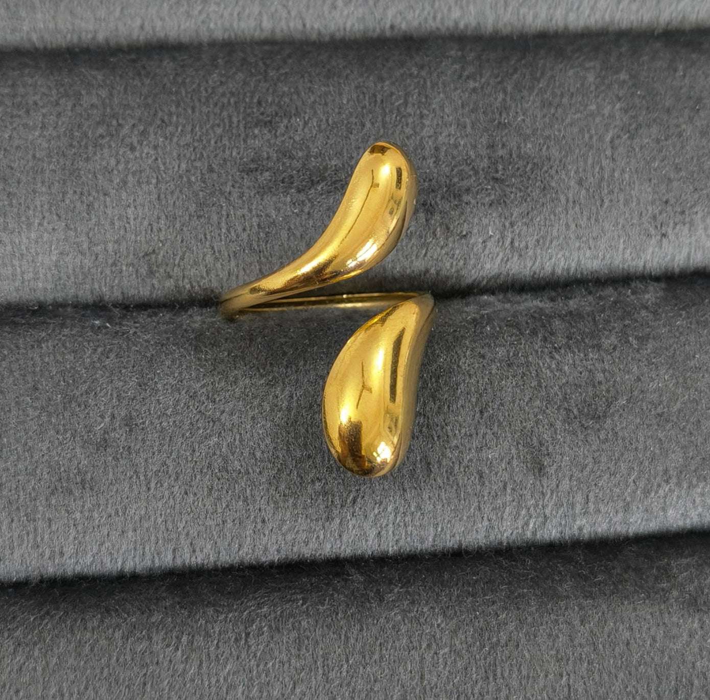 Antitarnish Adjustable Waterdrops Ring 18K Gold Plated