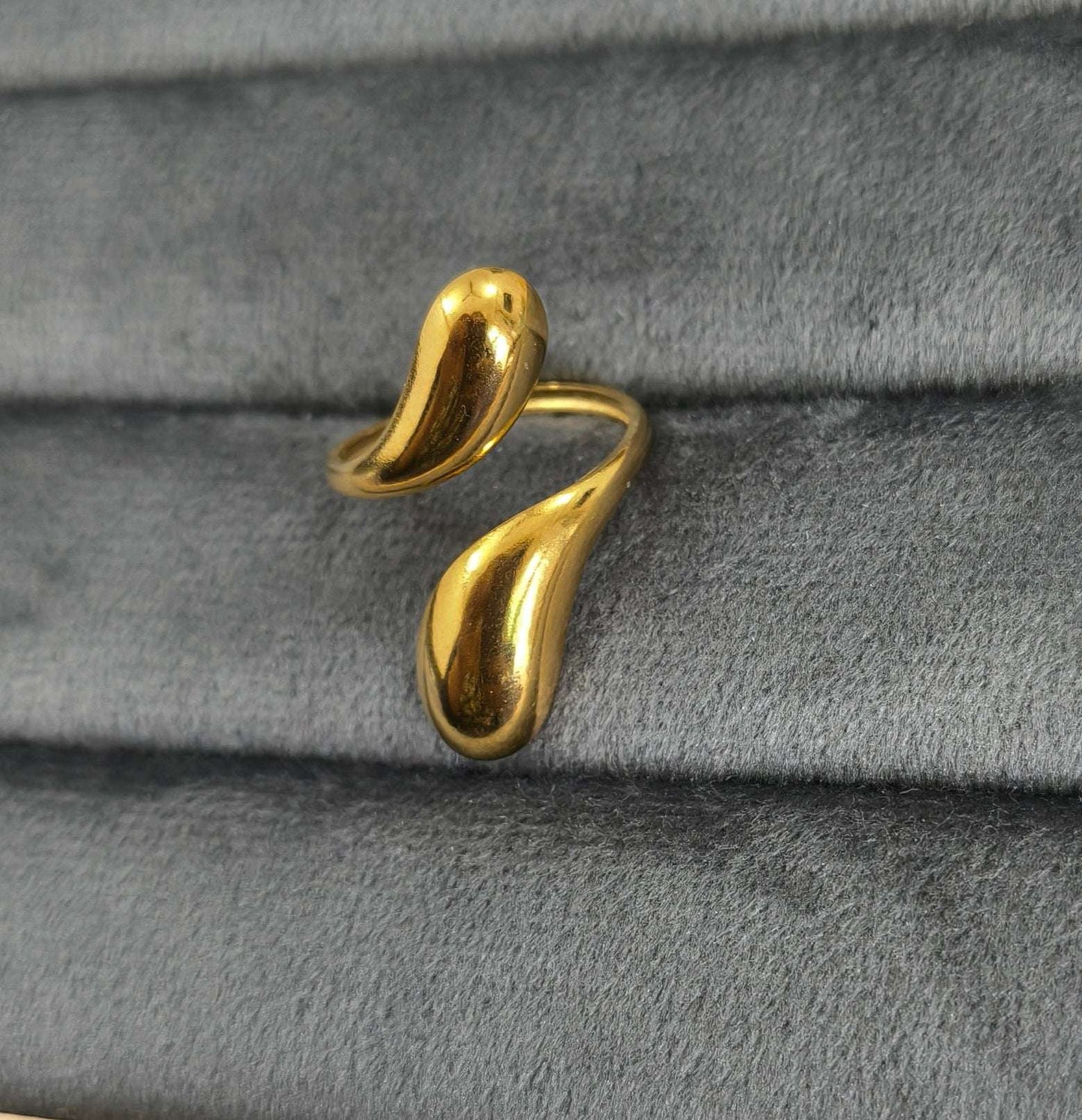 Antitarnish Adjustable Waterdrops Ring 18K Gold Plated