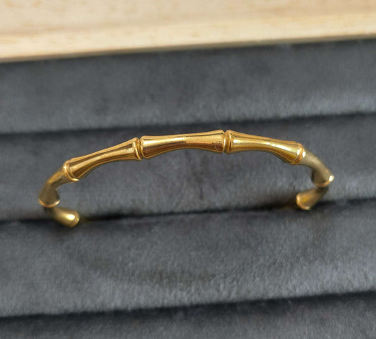 Antitarnish Bamboo Style Bracelet 18K Gold Plated