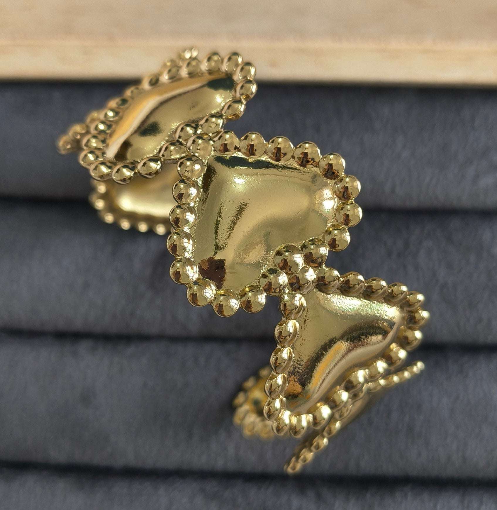 Antitarnish Bold Hearts Cuff Bracelet 18K Gold Plated