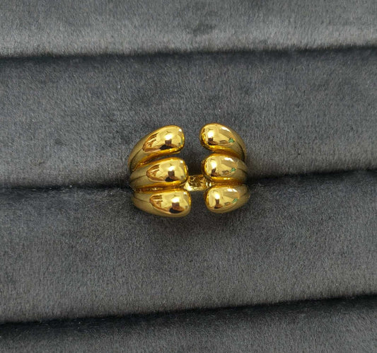 Antitarnish Bright Gold Plated Chunky Hexa Wrap Ring