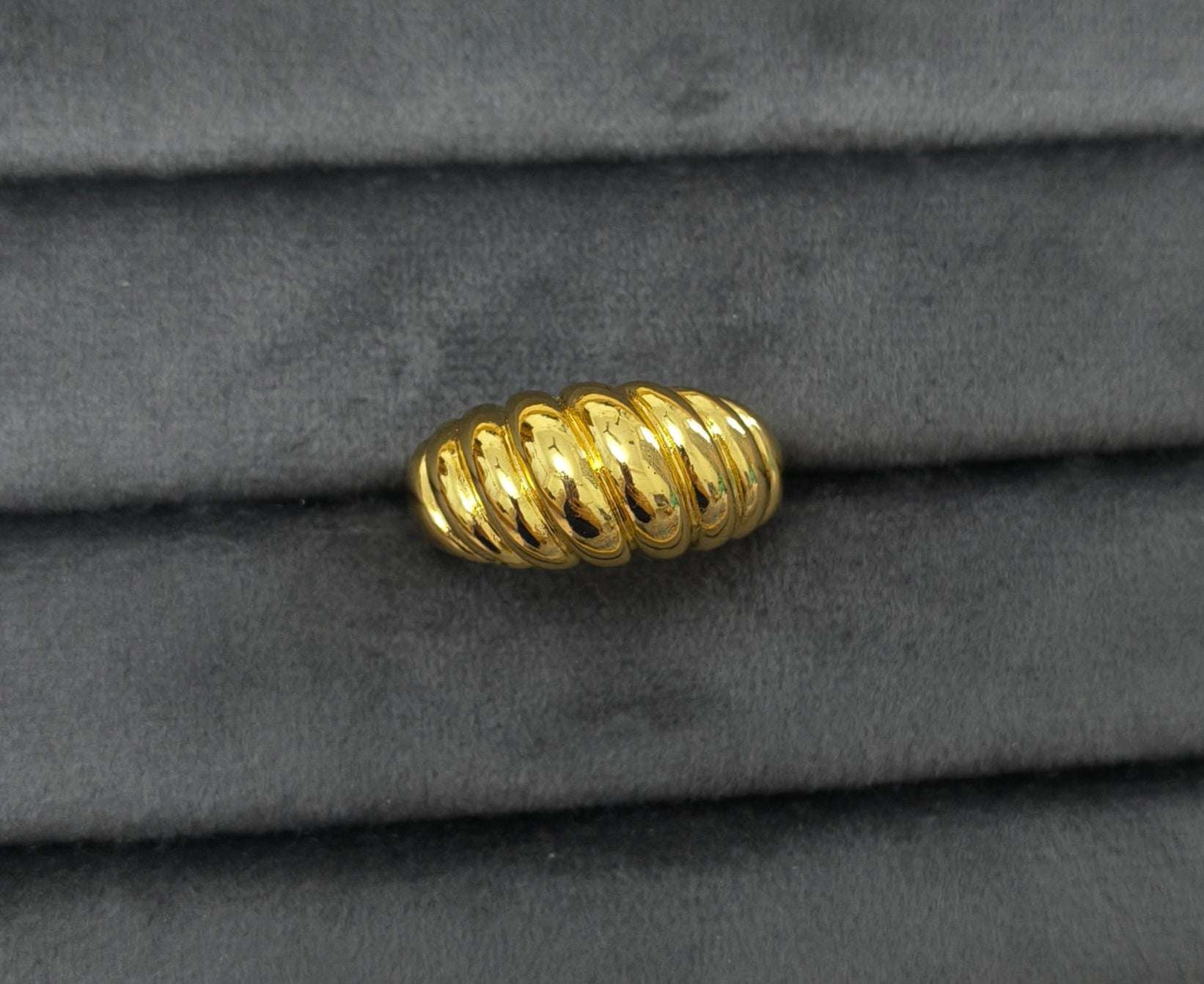 Antitarnish Bright Gold Plated Croissant Shape Ring