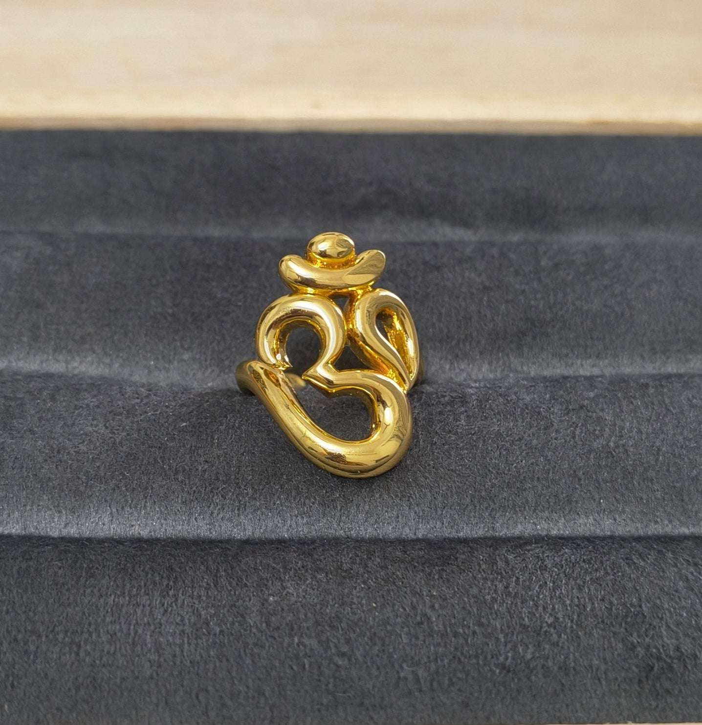 Antitarnish Bright Gold Plated OM Ring