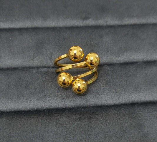 Antitarnish Bright Gold Plated Statement Ball Ring