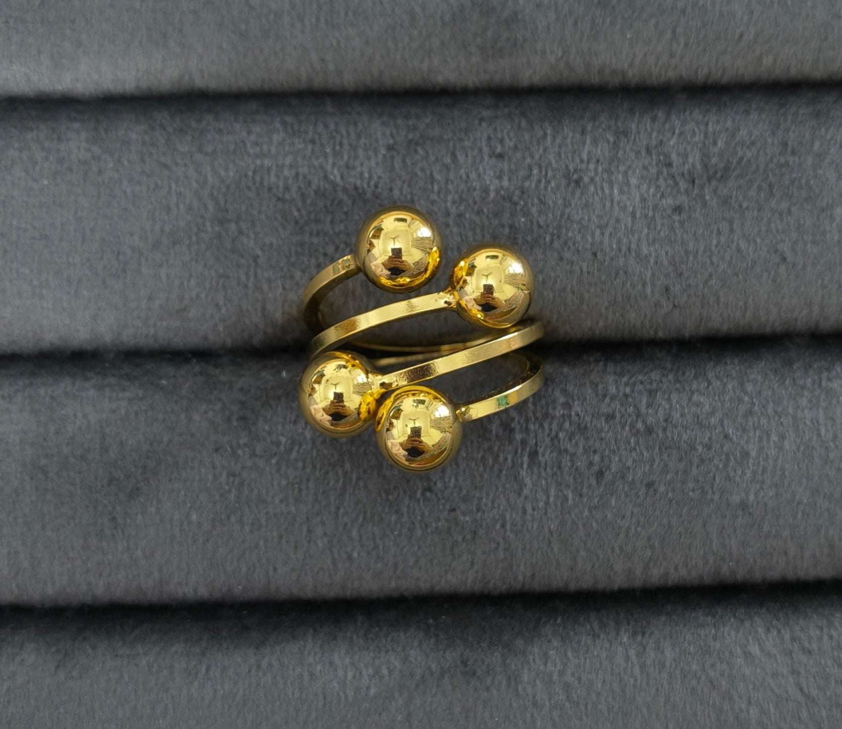 Antitarnish Bright Gold Plated Statement Ball Ring