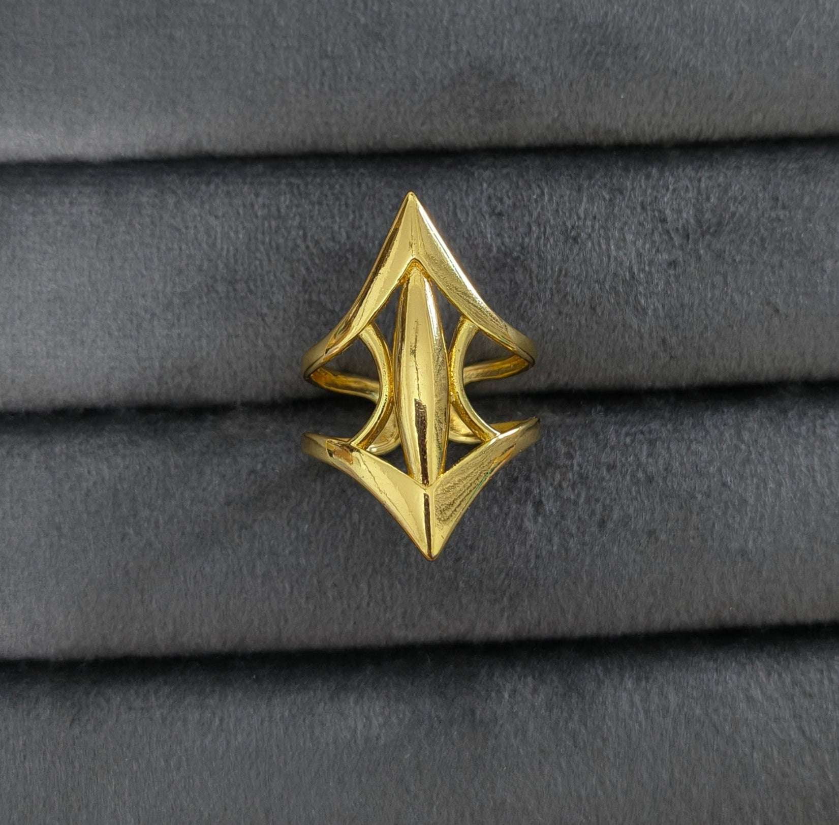 Antitarnish Bright Gold Plated Stylish Big Statement Ring