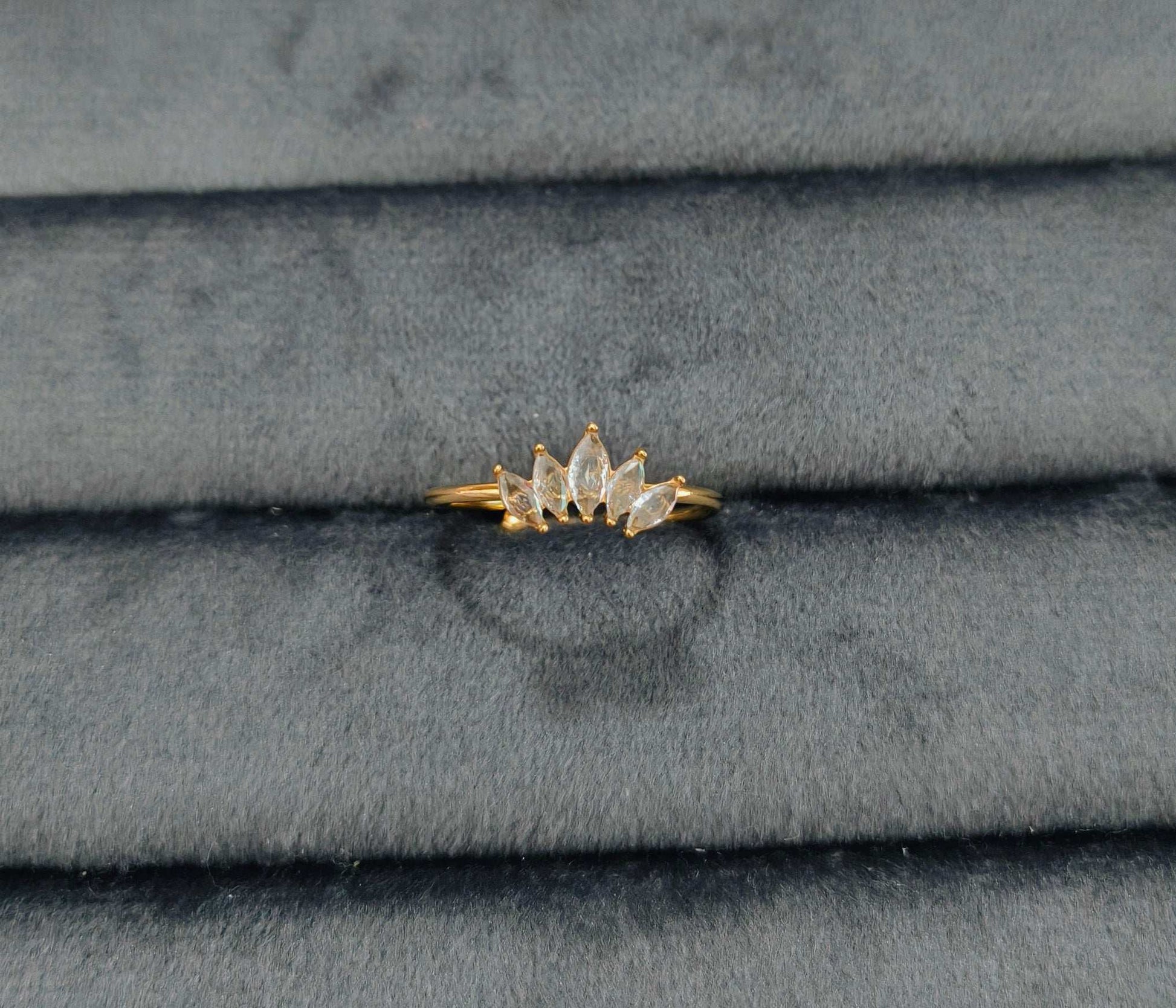 Antitarnish Dainty Crown Solitaire Ring 18K Gold Plated