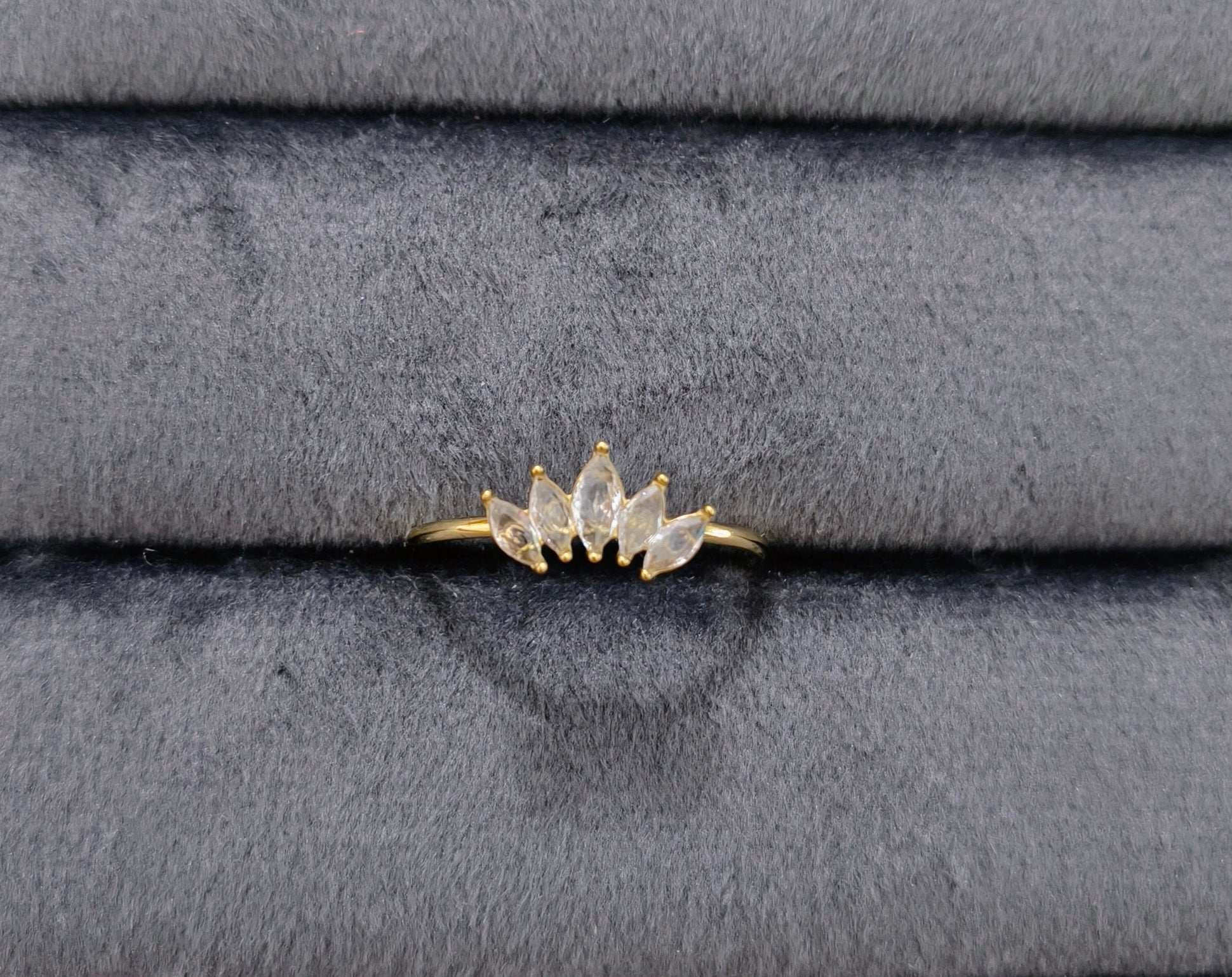Antitarnish Dainty Crown Solitaire Ring 18K Gold Plated
