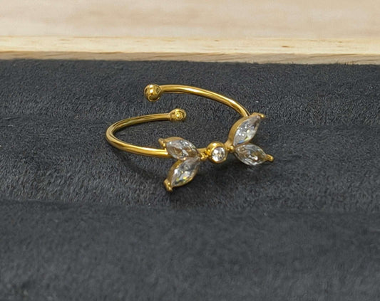 Antitarnish Dainty Flower Solitaire Ring 18K Gold Plated