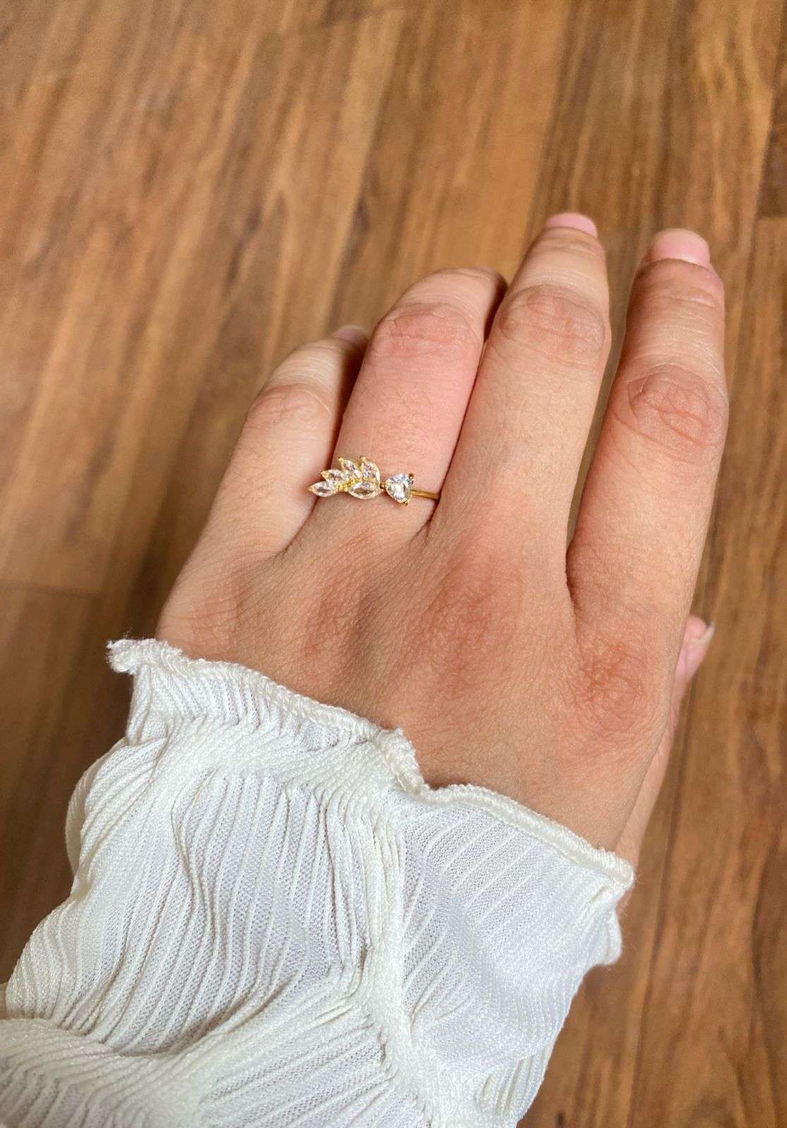 Antitarnish Dainty Heart Solitaire Ring 18K Gold Plated