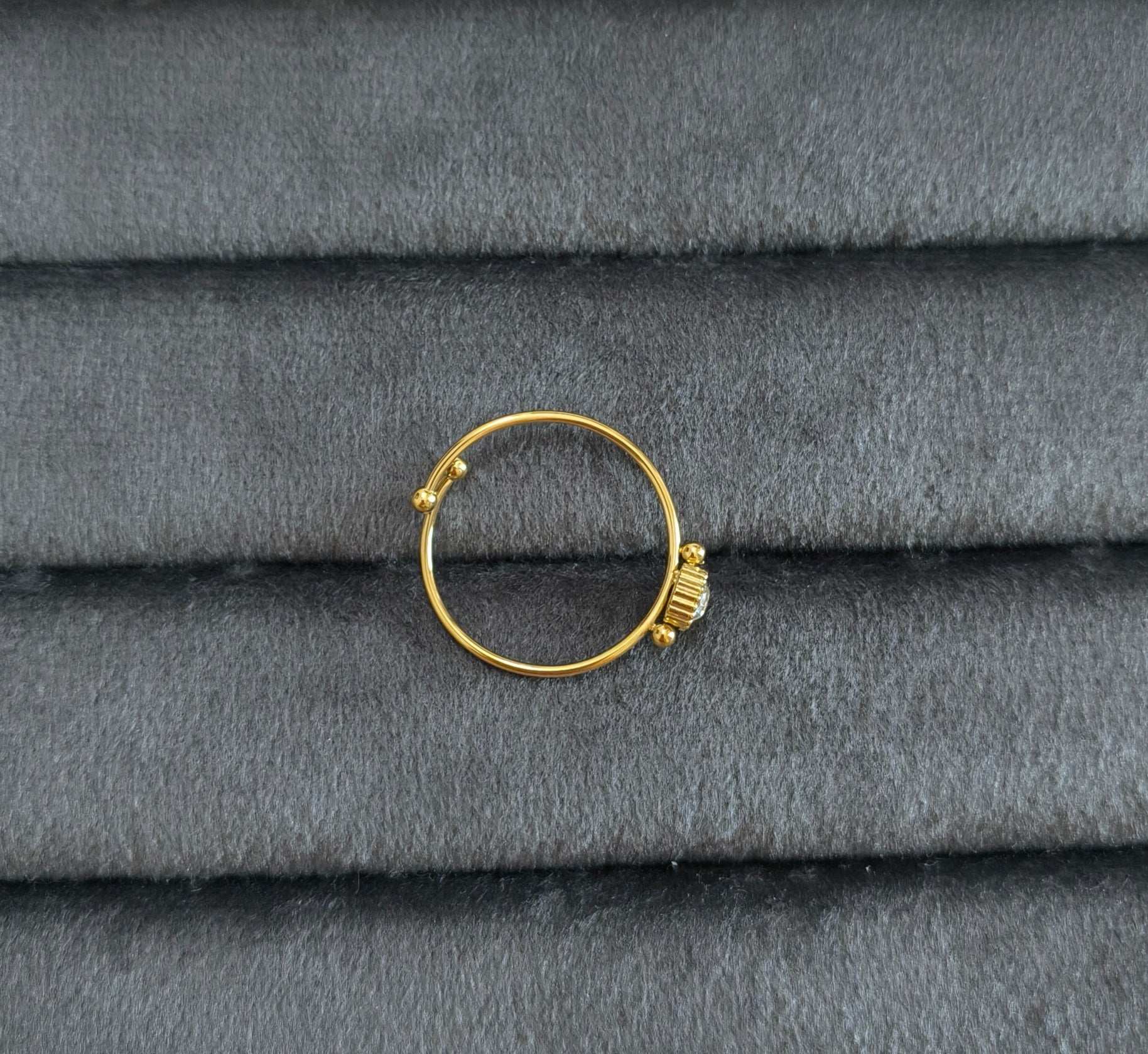 Antitarnish Dainty Solitaire Ring 18K Gold Plated Adjustable