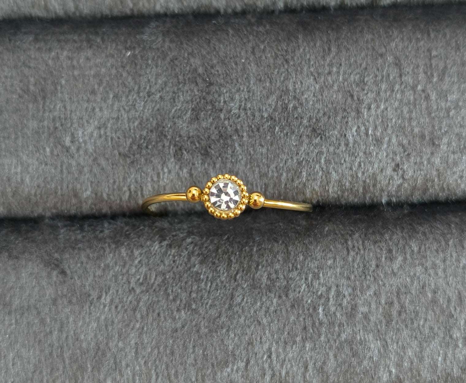 Antitarnish Dainty Solitaire Ring 18K Gold Plated Adjustable