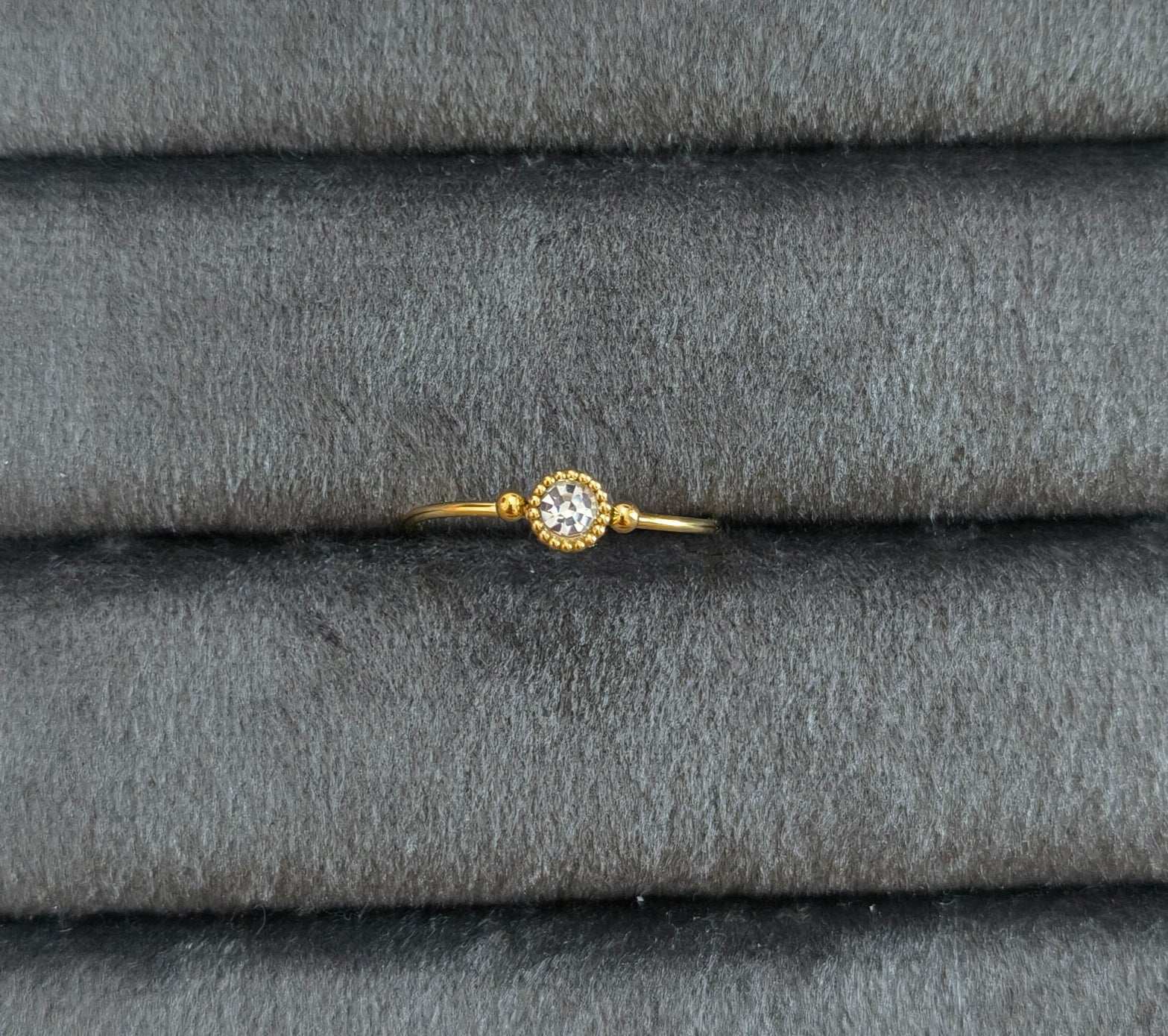Antitarnish Dainty Solitaire Ring 18K Gold Plated Adjustable
