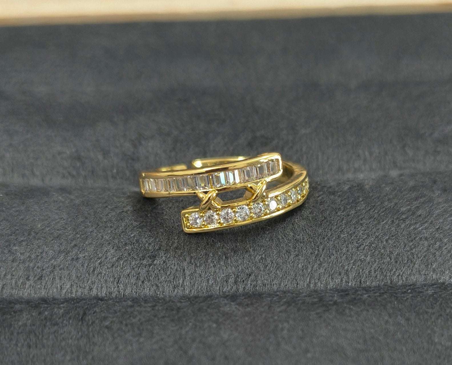 Antitarnish Dazzling Princess Ring 18K Gold Plated