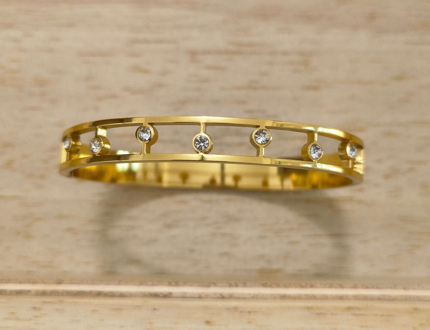 Antitarnish Diamond Charmed Bangle Bracelet 18K Gold Plated