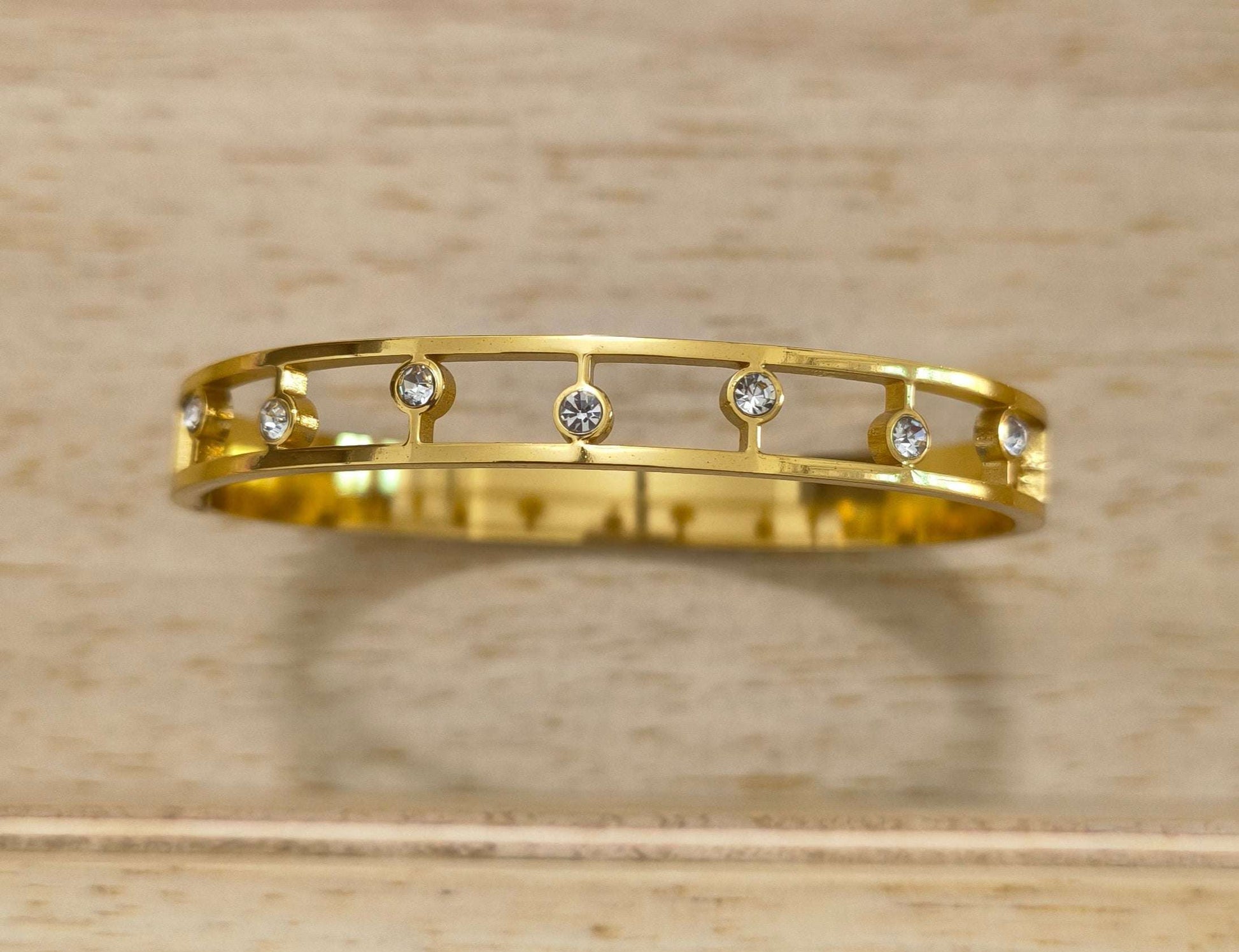 Antitarnish Diamond Charmed Bangle Bracelet 18K Gold Plated
