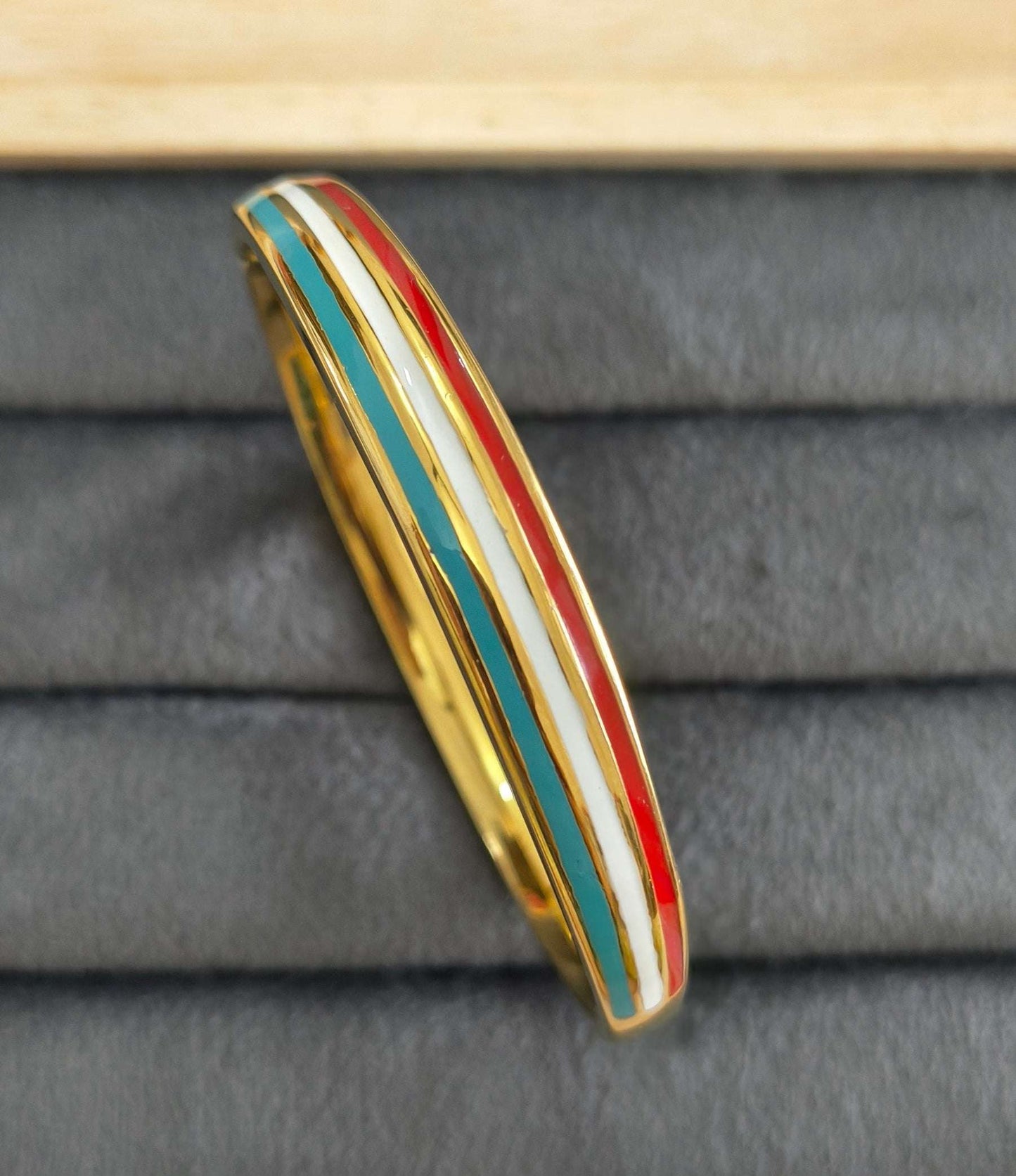Antitarnish Enamel Tricolor Bracelet 18K Gold Plated