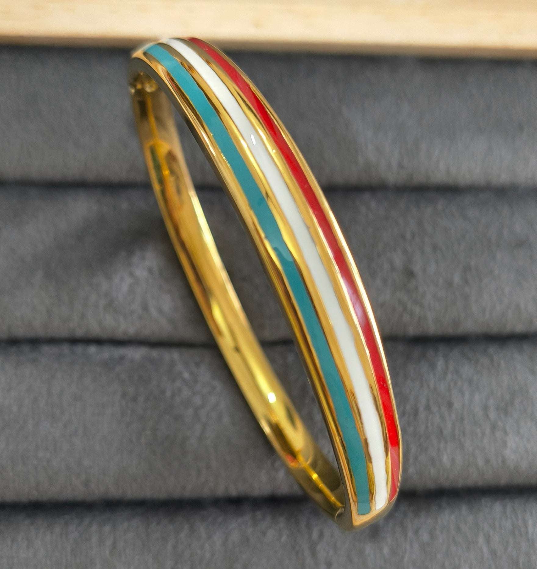 Antitarnish Enamel Tricolor Bracelet 18K Gold Plated