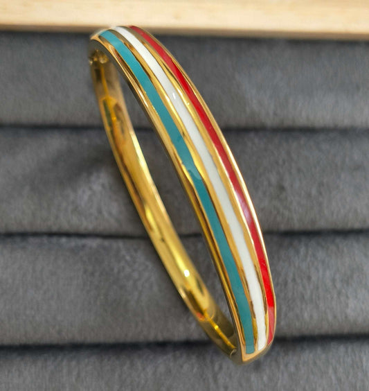 Antitarnish Enamel Tricolor Bracelet 18K Gold Plated