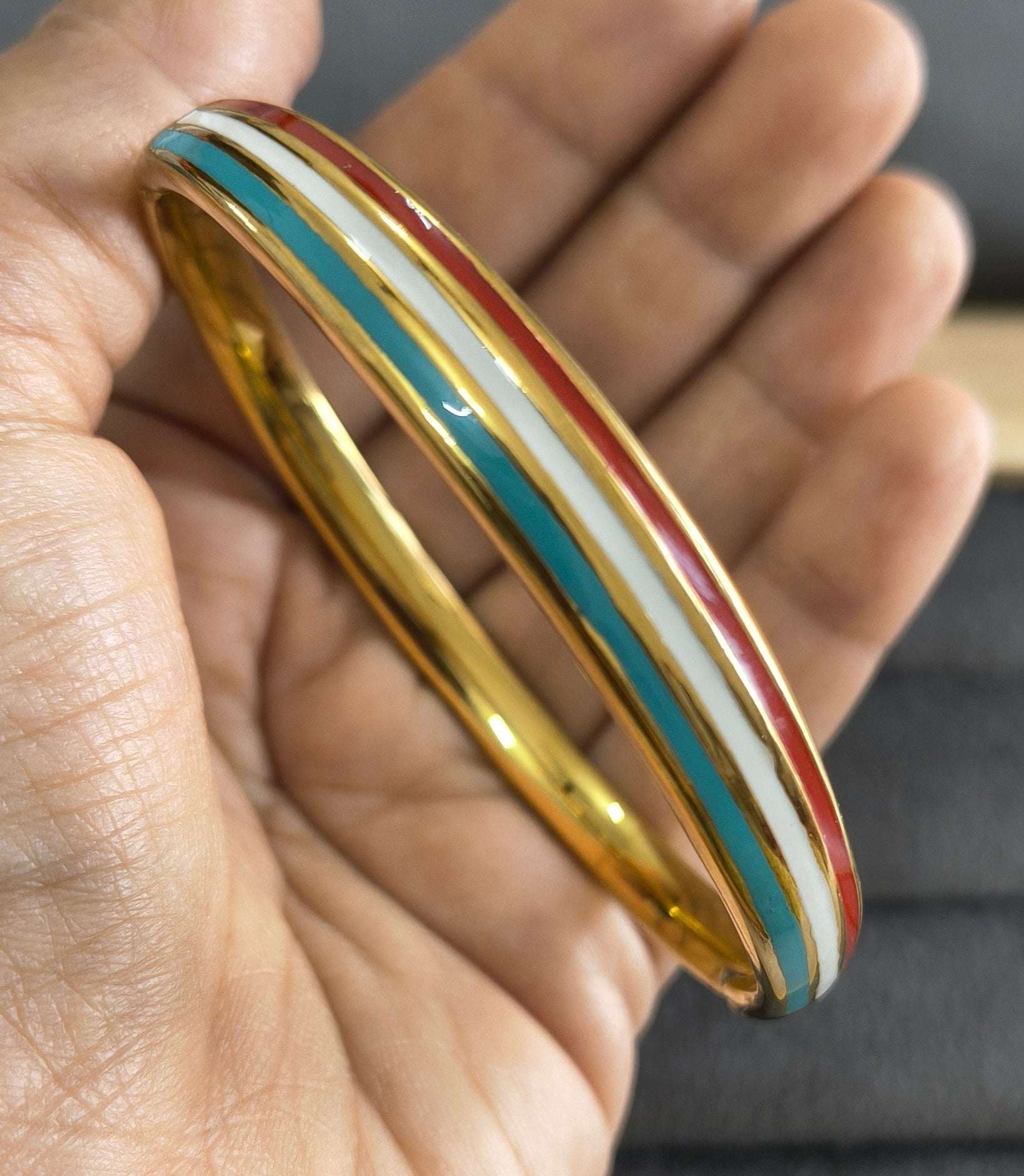 Antitarnish Enamel Tricolor Bracelet 18K Gold Plated