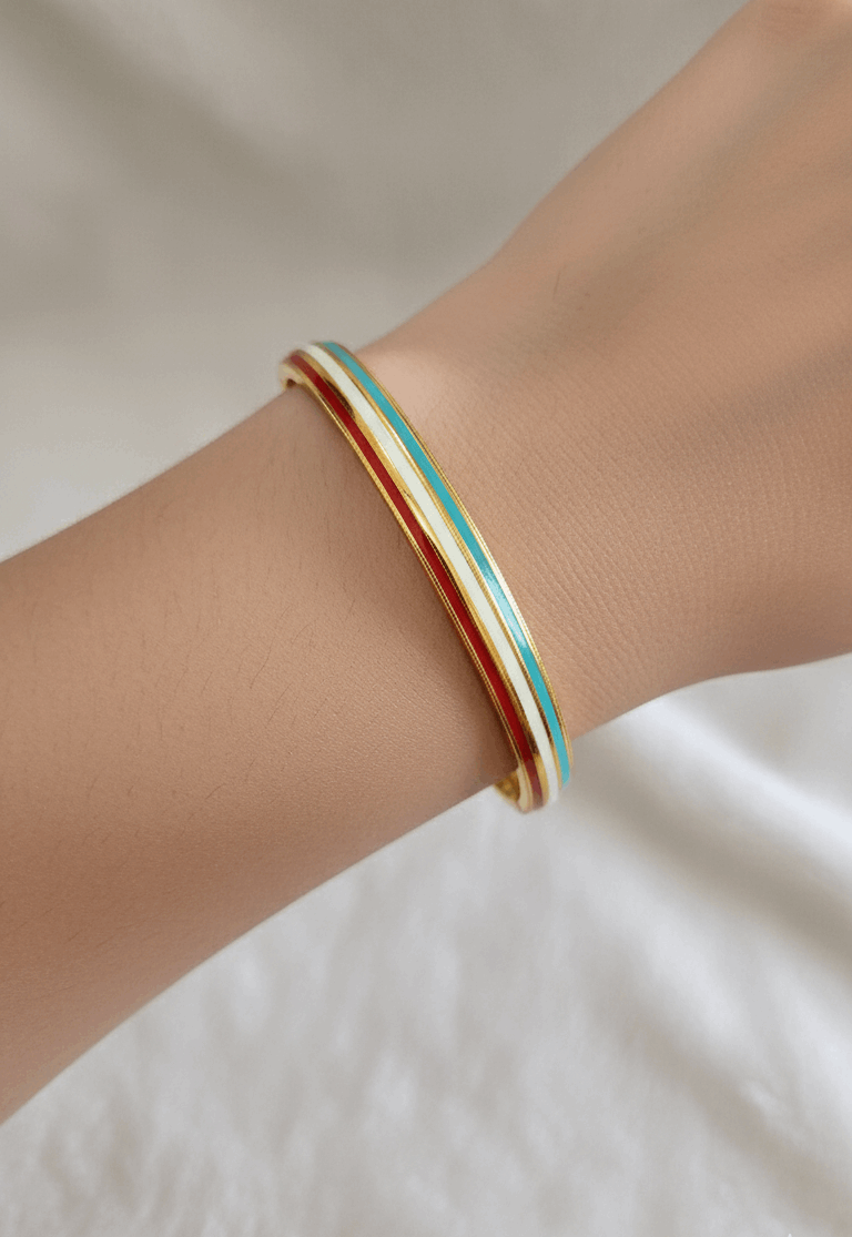 Antitarnish Enamel Tricolor Bracelet 18K Gold Plated