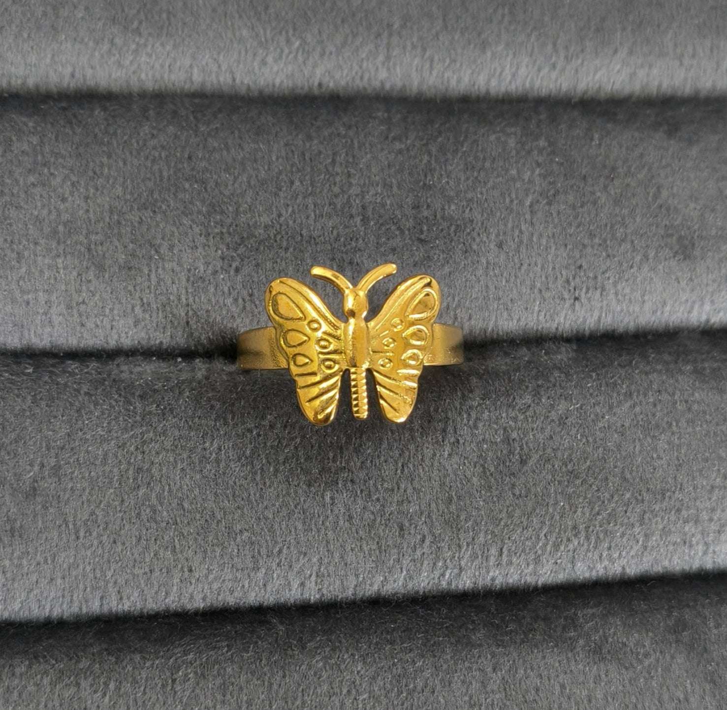 Antitarnish Golden Bold Butterfly Ring 18K Gold Plated