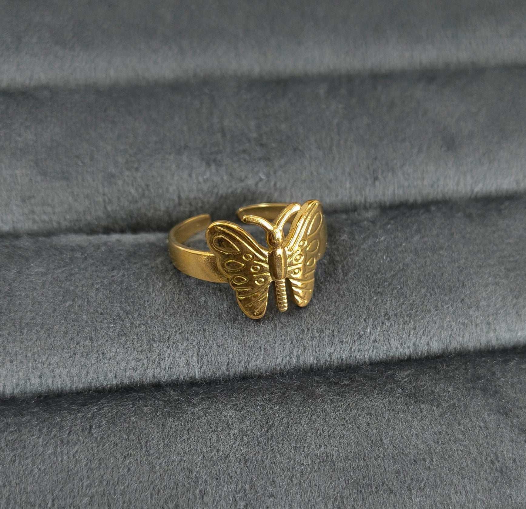 Antitarnish Golden Bold Butterfly Ring 18K Gold Plated