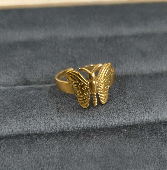 Antitarnish Golden Bold Butterfly Ring 18K Gold Plated