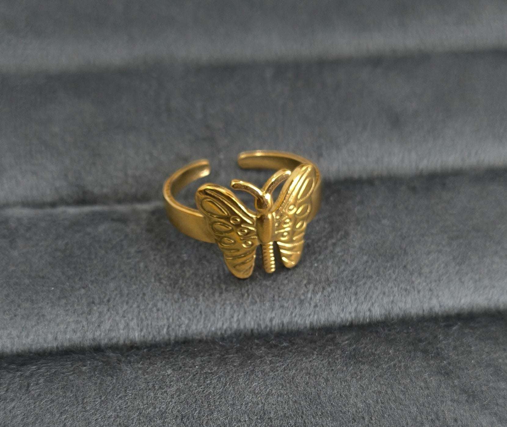 Antitarnish Golden Bold Butterfly Ring 18K Gold Plated