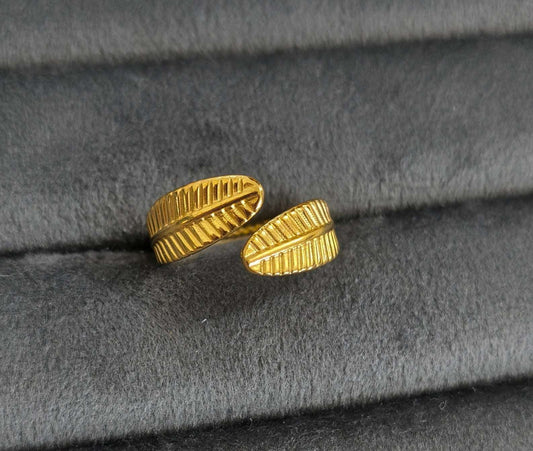 Antitarnish Golden Classic Leaf Wrap Ring 18K Gold Plated