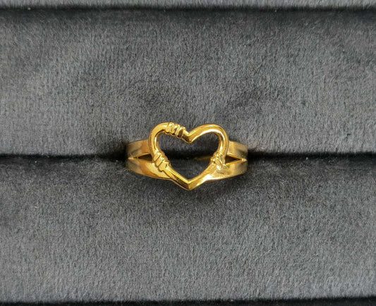 Antitarnish Golden Hollow Heart Ring 18K Gold Plated