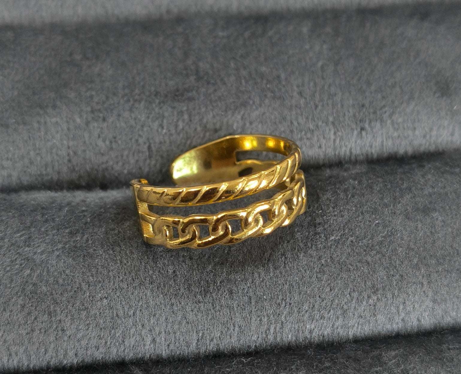 Antitarnish Golden Maple Stack Ring 18K Gold Plated