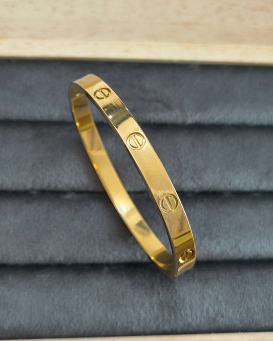 Antitarnish Golden Plain Timeless Love 18K Gold Plated Bracelet