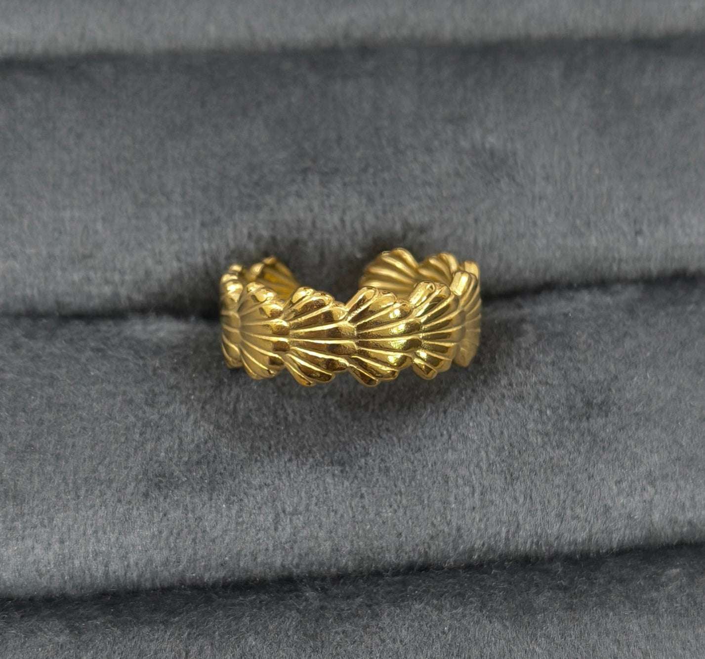 Antitarnish Golden Seashell Band Ring 18K Gold Plated