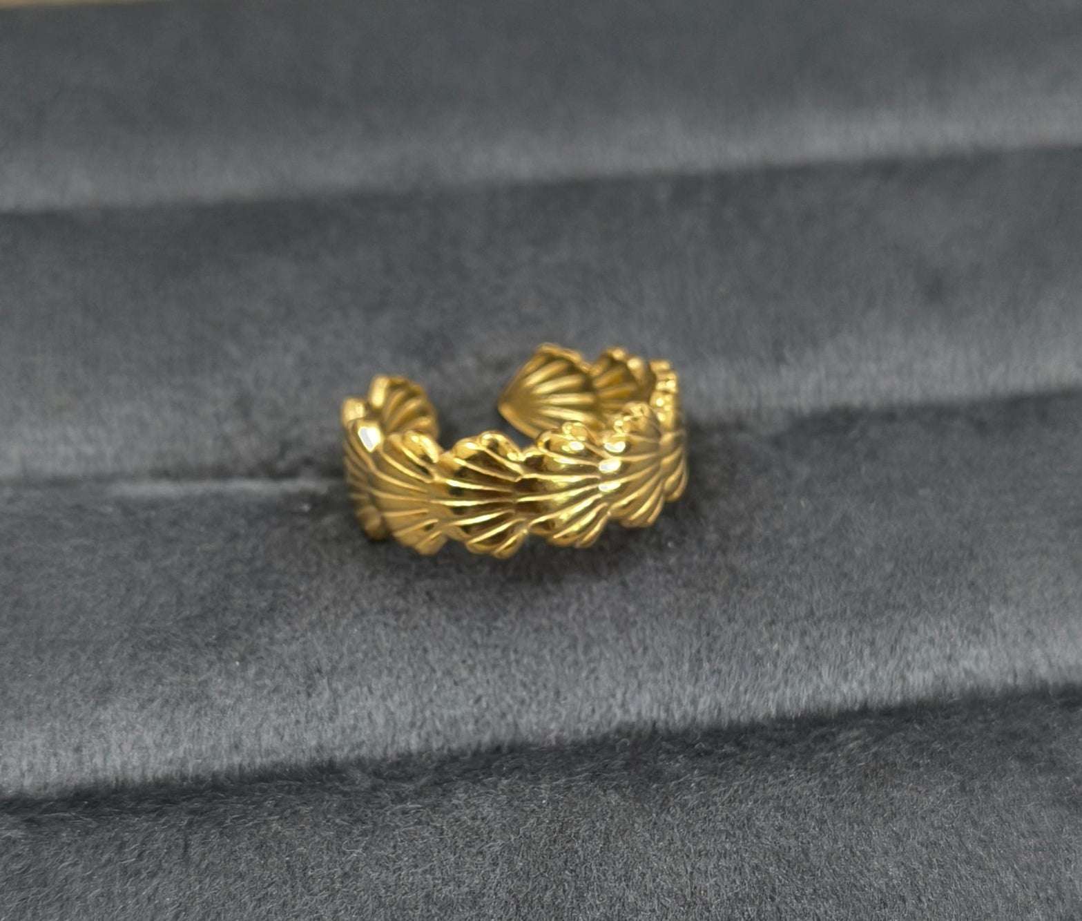 Antitarnish Golden Seashell Band Ring 18K Gold Plated